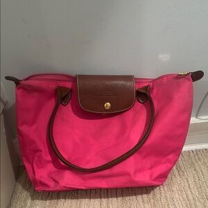 Pink long champ tote bag